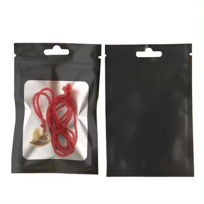 Matte zwarte geurbestendige plastic zip slot verpakking Mylar zak met helder raam