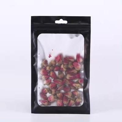 Matte zwarte geurbestendige plastic zip slot verpakking Mylar zak met helder raam