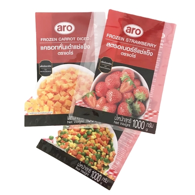 Voor voedselverpakkingen Driezijdige verzegelde zak Bevroren groenten en fruit Verpakkingszakken Vacuüm plastic zakken