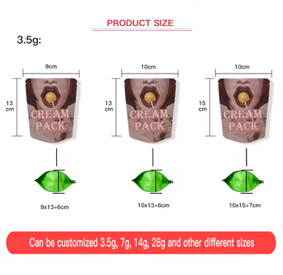 Op maat gemaakte 1g 3.5 G 7g gedrukte gelamineerde plastic eetbare zak geurbestendige zak verpakking rits opstaan eetbare Mylar zakken