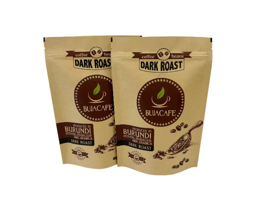 Composteerbaar Biologisch afbreekbaar Stand-up Flat bottom Kraft Paper Food Packing Zipper Pouch Custom Printed Coffee Bag Met Valve