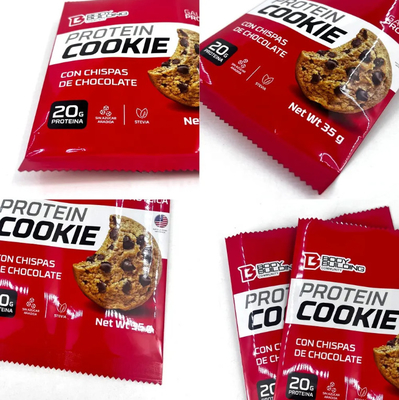 Op maat gemaakte hoge kwaliteit 35g koekjes verpakkingszakjes gelamineerde terug afdichting zakken vochtbestendige kussenszakken voor eiwitten