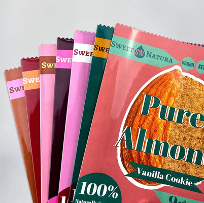 Op maat gemaakte afdrukken Glanzend glanzend oppervlak Aluminiumfolie Innerlijk Achterkant Afdichting zakken Voor pindakaas Koekjes Verpakking