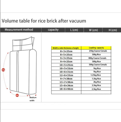 Gravure Printing Food Rice Packaging Vacuum Plastic 1Kg 2Kg 5Kg 10Kg Pe Heat Seal Bag met handvat