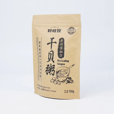 Aluminiumfolie Zipper Top Stand Up Pouch Met Warmte Seal Kraft Papier PET PE Plastic Voor Voedselverpakkingen