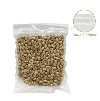 Fabriek OEM Op maat gemaakte voedselopslag Dubbele rits Embossing Nylon Vacuum Seal Bags