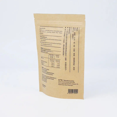 Aluminiumfolie Zipper Top Stand Up Pouch Met Warmte Seal Kraft Papier PET PE Plastic Voor Voedselverpakkingen
