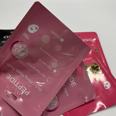 Hoogwaardige gepersonaliseerde cosmetica gezichtsmasker zak Stand-up Drie zijden zegel Makkelijk te scheuren Puur aluminium folie Hitte afdichting PE PET materiaal