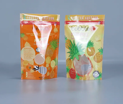 Op maat gedrukte, rechtopstaande, hervergrendelbare plastic verpakkingszakken met ziplock, met helder raam, voor body scrub en badzoutverpakking.