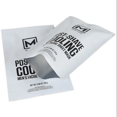 Custom logo gedrukt aan drie zijden warmteverzegelbaar plat cosmetisch gezichtsmasker verpakking zakje gezichtsmasker zak