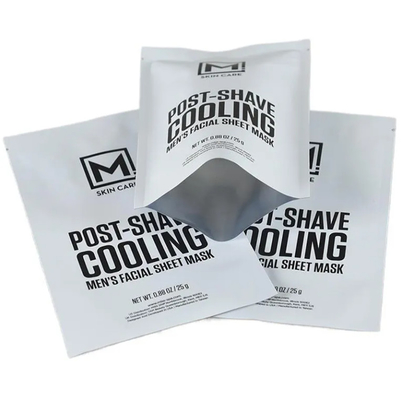 Custom logo gedrukt aan drie zijden warmteverzegelbaar plat cosmetisch gezichtsmasker verpakking zakje gezichtsmasker zak