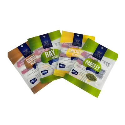 Op maat gedrukt zakje gelamineerd 3 zijde zegel plastic zakken kruiden kruiden zak eetbare verpakking ziplock mylar zak