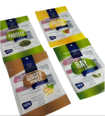Op maat gedrukt zakje gelamineerd 3 zijde zegel plastic zakken kruiden kruiden zak eetbare verpakking ziplock mylar zak