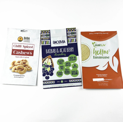 Gratis monsters Digitale drukzakken Mylar Bag Zipper Geurloos Noot Cashew Verpakking Pouch Matte oppervlak Doypack voor noten
