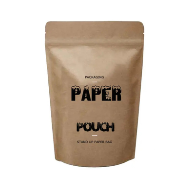 Doypack Ziplock Bruin Wit Kraft Handwerkpapier Staande zakken Voedselpoeder Thee Koffie Verpakking Zipperzakken