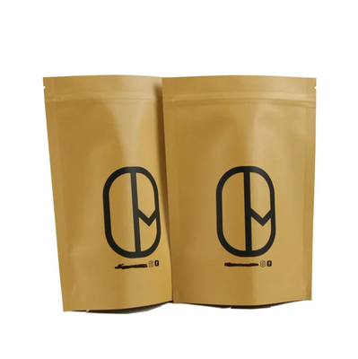 Doypack Ziplock Bruin Wit Kraft Handwerkpapier Staande zakken Voedselpoeder Thee Koffie Verpakking Zipperzakken
