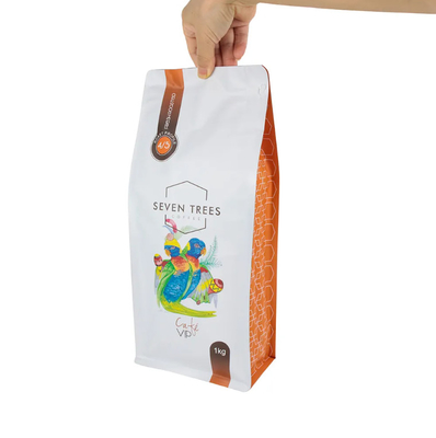 Gepersonaliseerd LOGO Printing Flat bottom pouch Gusset Eight Side Seal Pet Food Bag Rice Cookie Dry Goods Food Plastic Bag voor koffie