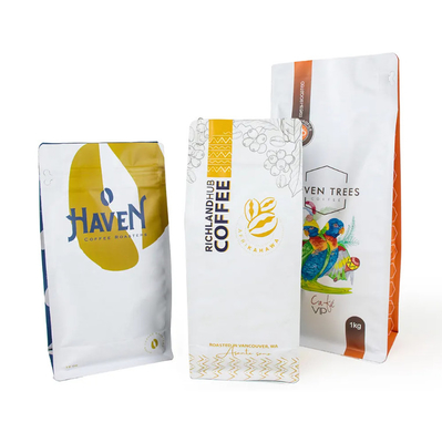Gepersonaliseerd LOGO Printing Flat bottom pouch Gusset Eight Side Seal Pet Food Bag Rice Cookie Dry Goods Food Plastic Bag voor koffie