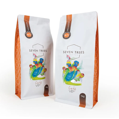 Gepersonaliseerd LOGO Printing Flat bottom pouch Gusset Eight Side Seal Pet Food Bag Rice Cookie Dry Goods Food Plastic Bag voor koffie
