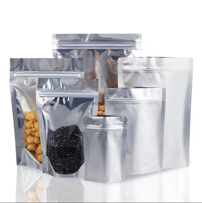 Glanzende herbruikbare gelamineerde aluminiumfolie Voedselbezorging Ziplock zakken Yin Yang Stand Up Pouch met heldere voorkant