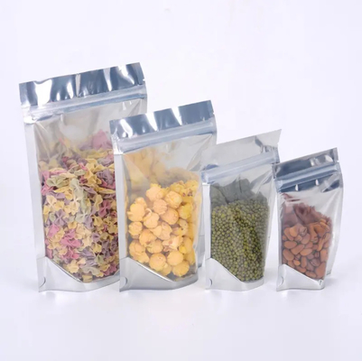 Glanzende herbruikbare gelamineerde aluminiumfolie Voedselbezorging Ziplock zakken Yin Yang Stand Up Pouch met heldere voorkant