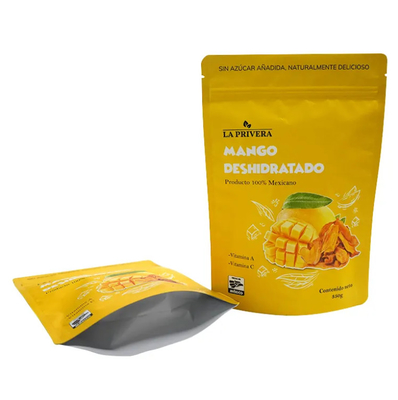 Op maat gemaakte aluminiumfolie gedroogde mango voedselverpakkingszak hervergrendelbare Mylar Stand Up Pouch voor fruit