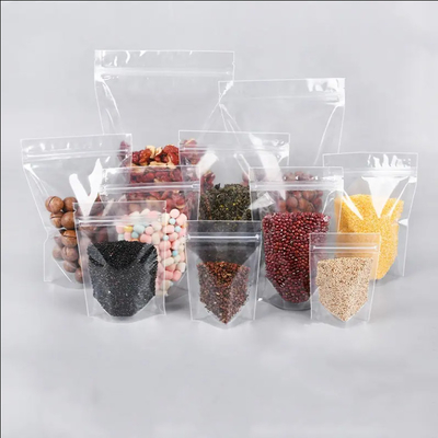 Voedsel Ziplock Duidelijke Custom Print Stand Up Pouch Zip Lock Verpakking Plastic Transparent Bag Met Zipper
