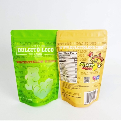 Verticale hersluitbare matte afgewerkte voedselveilige snack snoepzak met transparant venster