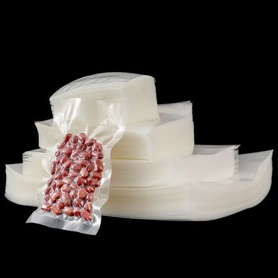 Groothandel BPA-vrije transparante polyester film plastic zakken voedselveilige vacuümzakken, met diepdruk oppervlak, voor vleesverpakking