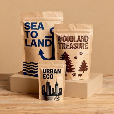 Aangepaste Witte Kraftpapier Milieuvriendelijke Composteerbare PLA Voedselzakken Koffiezakje Stand-up Ziplock Zakje Met Biologisch Afbreekbare Rits