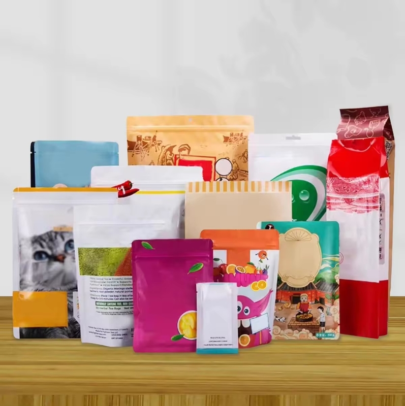 Op maat gedrukte voedselkwaliteit Plastic Aluminium Foil Pouch Stand Up Bag Met Venster En Zipper