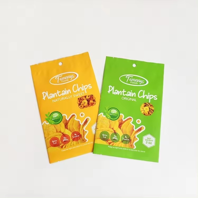 3.5 Mylar Bag Custom Printed Heat Seal Snack Banana Slices 3 Side Heat Seal Aluminium folie zak