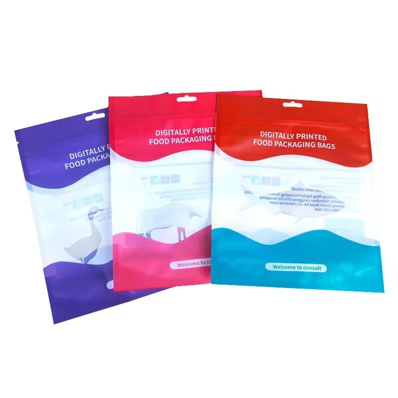 Geprinte Mylar Zip Lock Bag Snack Packaging Bag Stand Up Pouch voor voedsel Snack Herbruikbare holografische verpakkingszakken