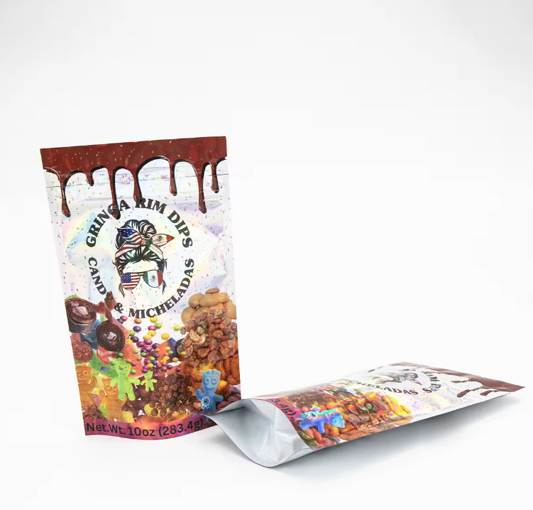 Fabriek Op maat gedrukte suiker Voedselverpakking Plastic Verpakking Aluminiumfolie Mylar Stand Up Pouch Bag Die Cut Mylar Bag