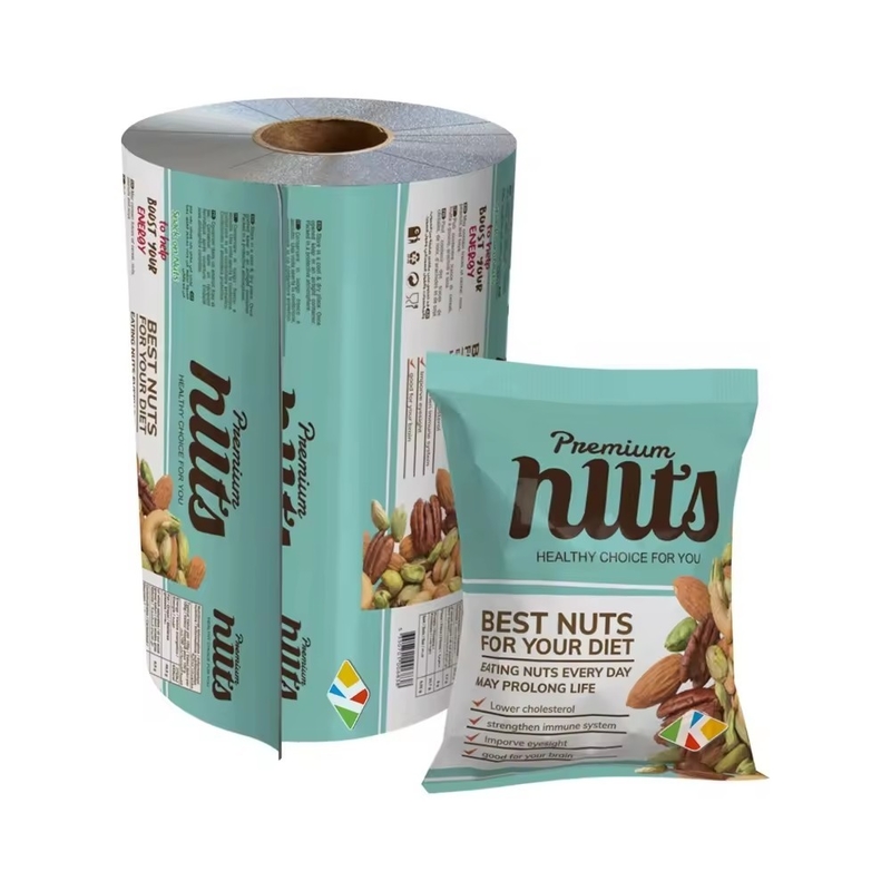 Op maat gedrukte aluminiumfolie voedselverpakkingsfilm/plastic gelamineerde zak verpakkingsfilmrol voor snacks