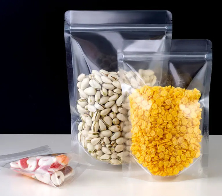 PET Transparent Zip Lock Plastic Bags Mylar Bag Ziplock Stand Up Food Spice Powder Packaging Bag
