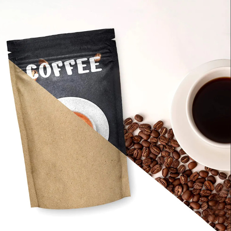 Vocht- en geurbestendige chips Koekjes Snack Food Pouch Bag Kraft Paper Stand Up Zip Lock Pouch Voor Koffieverpakkingszak