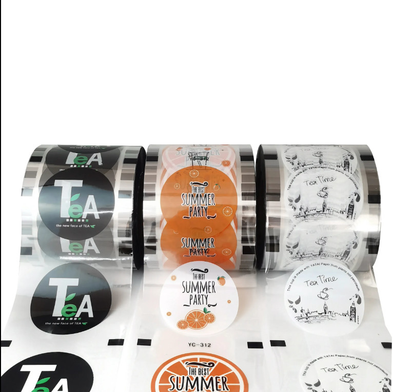 Custom Clear Boba Tea Cup Packaging Roll Plastic Bubble Sealing Film Voor Koffie Wijn Soda Mineraal Water Whisky