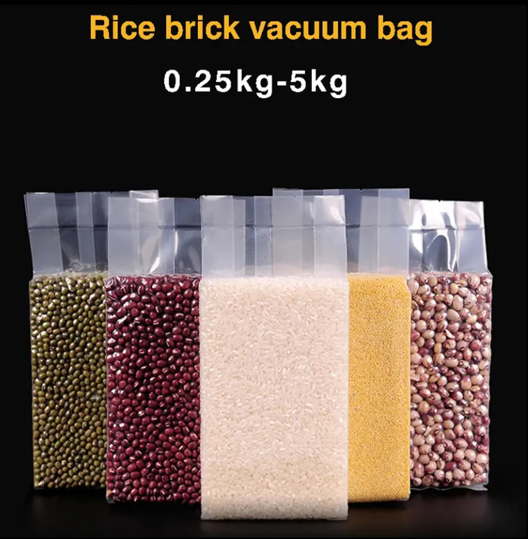 Gravure Printing Food Rice Packaging Vacuum Plastic 1Kg 2Kg 5Kg 10Kg Pe Heat Seal Bag met handvat