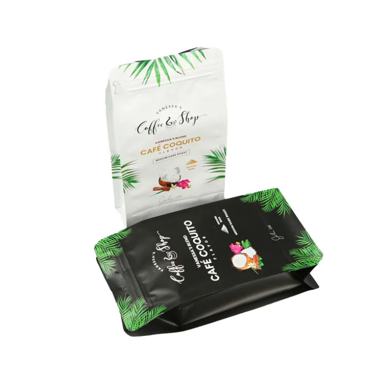 Persoonlijk afgedrukt gelamineerde hitteverzegelingskant Gusset Aluminiumfolie Plastic Custom Coffee Packaging Pouch Bag