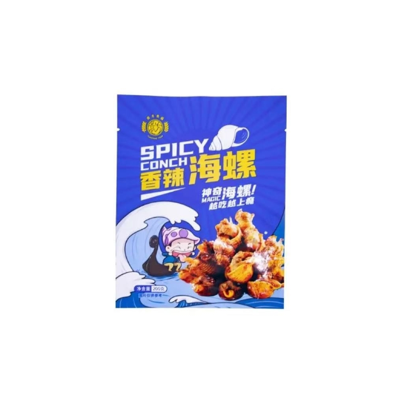 Custom Logo Glanzend Plastic Sachet Spicy Conch Voedselverpakking Afdichtingszak Warmte afdichtingszakken 3 zijde afdichtingszak