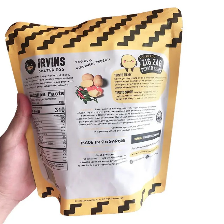 Potato Chips Verpakking Aanpassing Ziplock Stand Up Aluminium Folie Plastic Food Package Pouch Bag Voor Crisps Snack Food