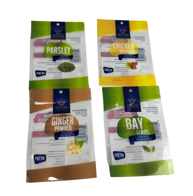Op maat gedrukt zakje gelamineerd 3 zijde zegel plastic zakken kruiden kruiden zak eetbare verpakking ziplock mylar zak