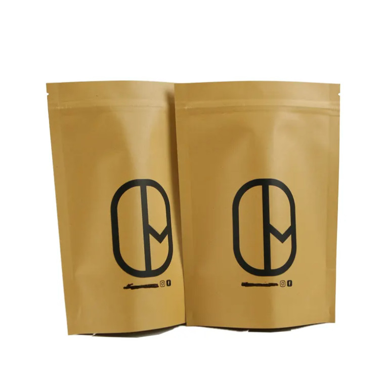 Doypack Ziplock Bruin Wit Kraft Handwerkpapier Staande zakken Voedselpoeder Thee Koffie Verpakking Zipperzakken