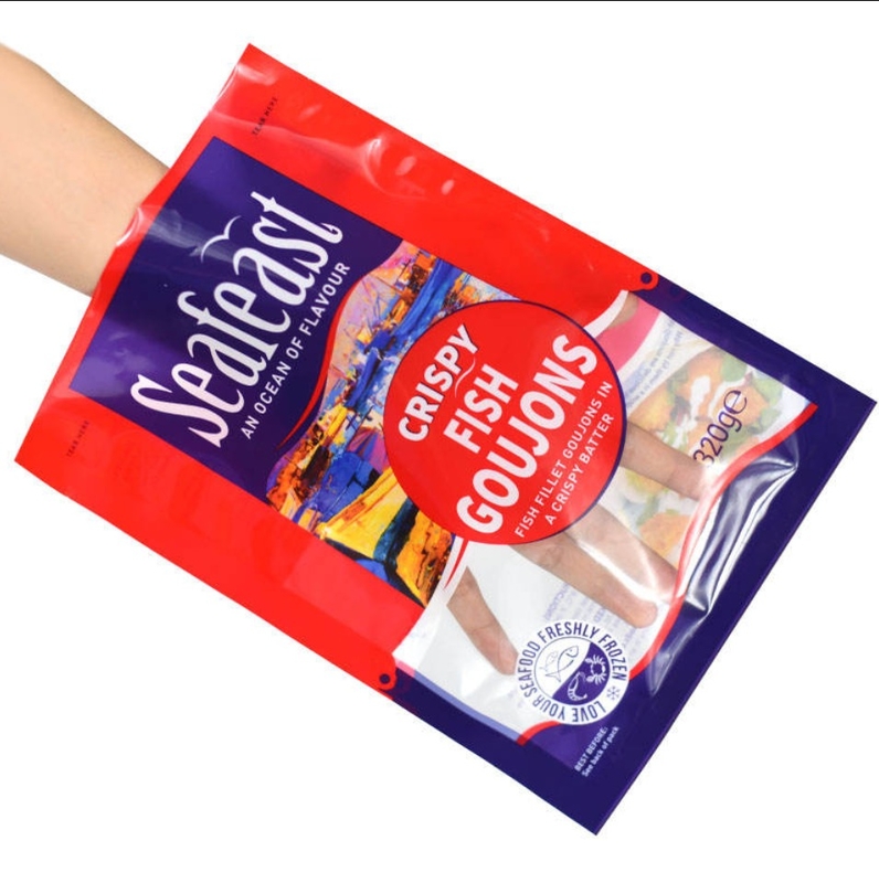 Aangepaste bedrukking vacuüm vis kip diepvriesvoedsel verpakking met 3-zijdig gesealde plastic zak logo