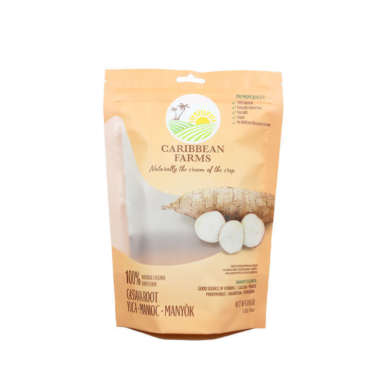 Milieuvriendelijke verpakking voor koffiebonen Thee Voedsel Snacks Kraftpapier Duidelijk Stand-Up Hervergrendelbaar Zip Lock Custom Logo