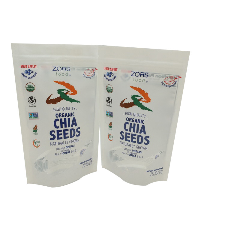 Ritssluitingsslot Chia Seeds Packing Bag Stand op Gepaste kleurdruk